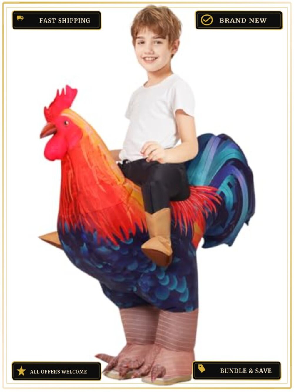 Kids Inflatable Rooster Costume Funny Cosplay Halloween Suit